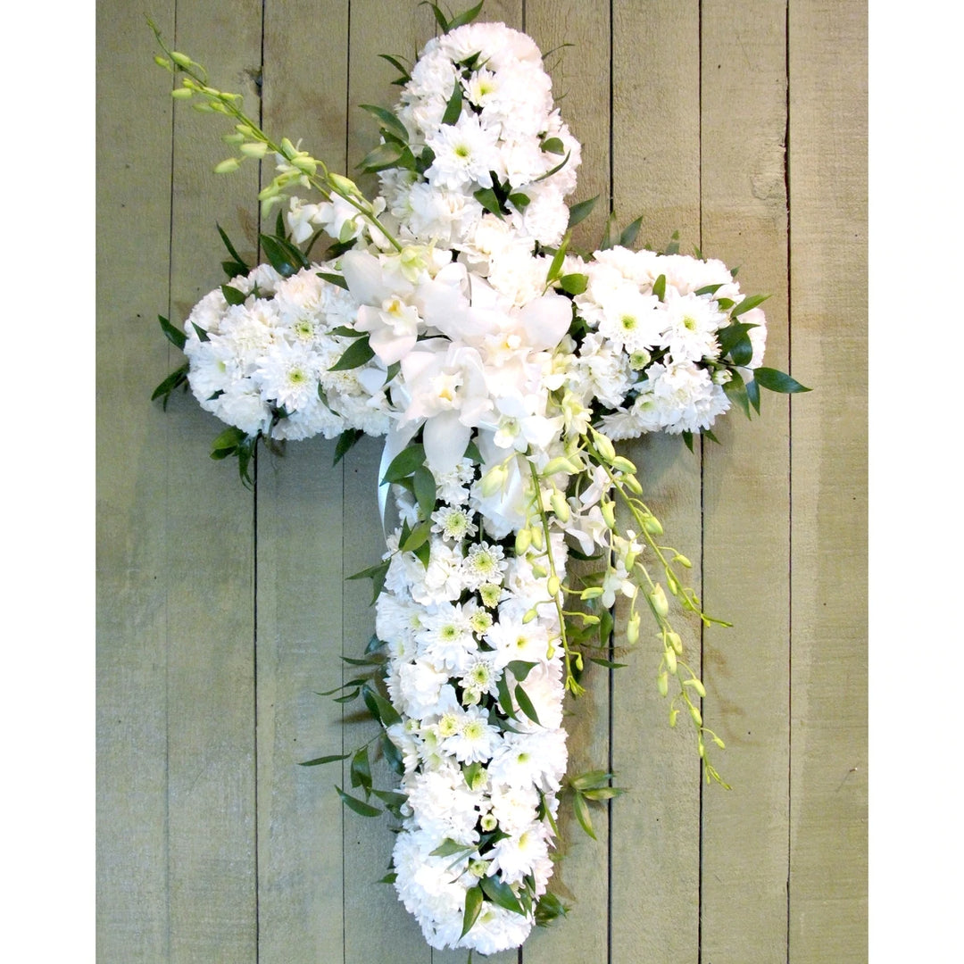 Heavenly White Cross Wreath